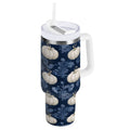 30 oz Insulated Stainless Steel Tumbler Double Wall Stainless Steel Tumbler with 2-Way Drinking Watercolor White Pumpkins OJLT