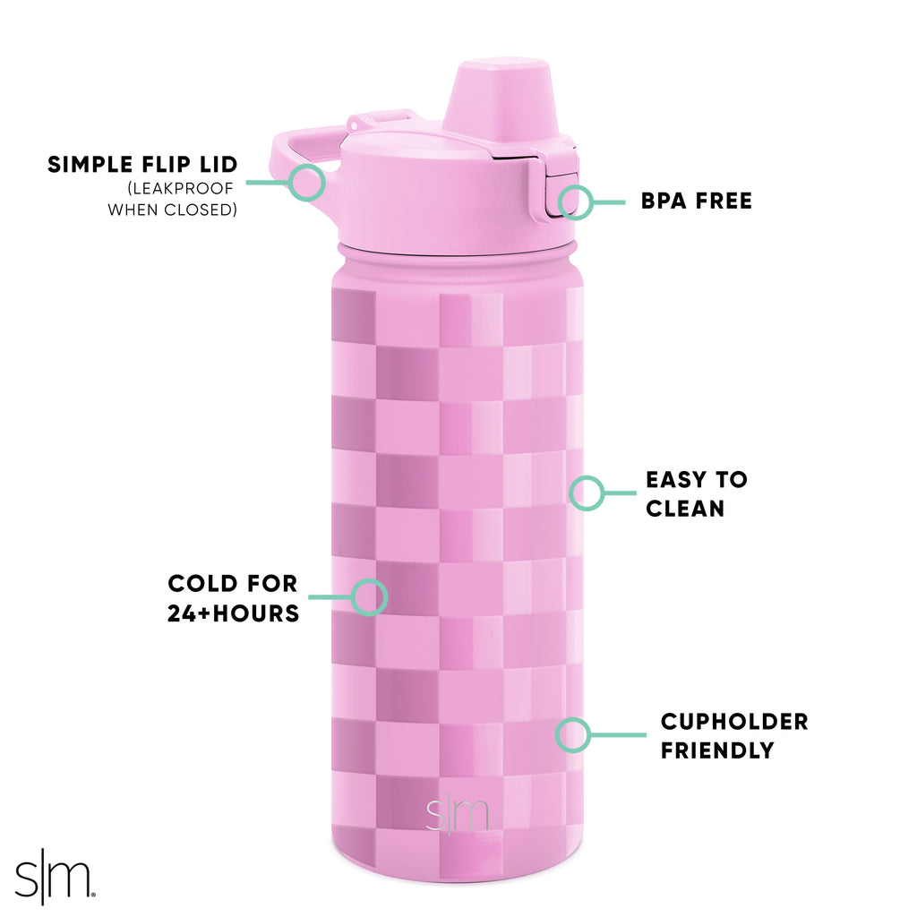 Simple Modern 18 fl oz Insulated Stainless Steel Summit Water Bottle with Covered Silicone Straw Lid | Sweet Taffy 90Q5