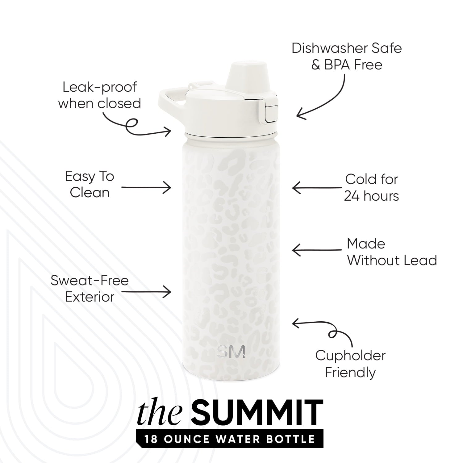 Simple Modern 18 fl oz Insulated Stainless Steel Summit Water Bottle with Covered Silicone Straw Lid | Sweet Taffy 90Q5
