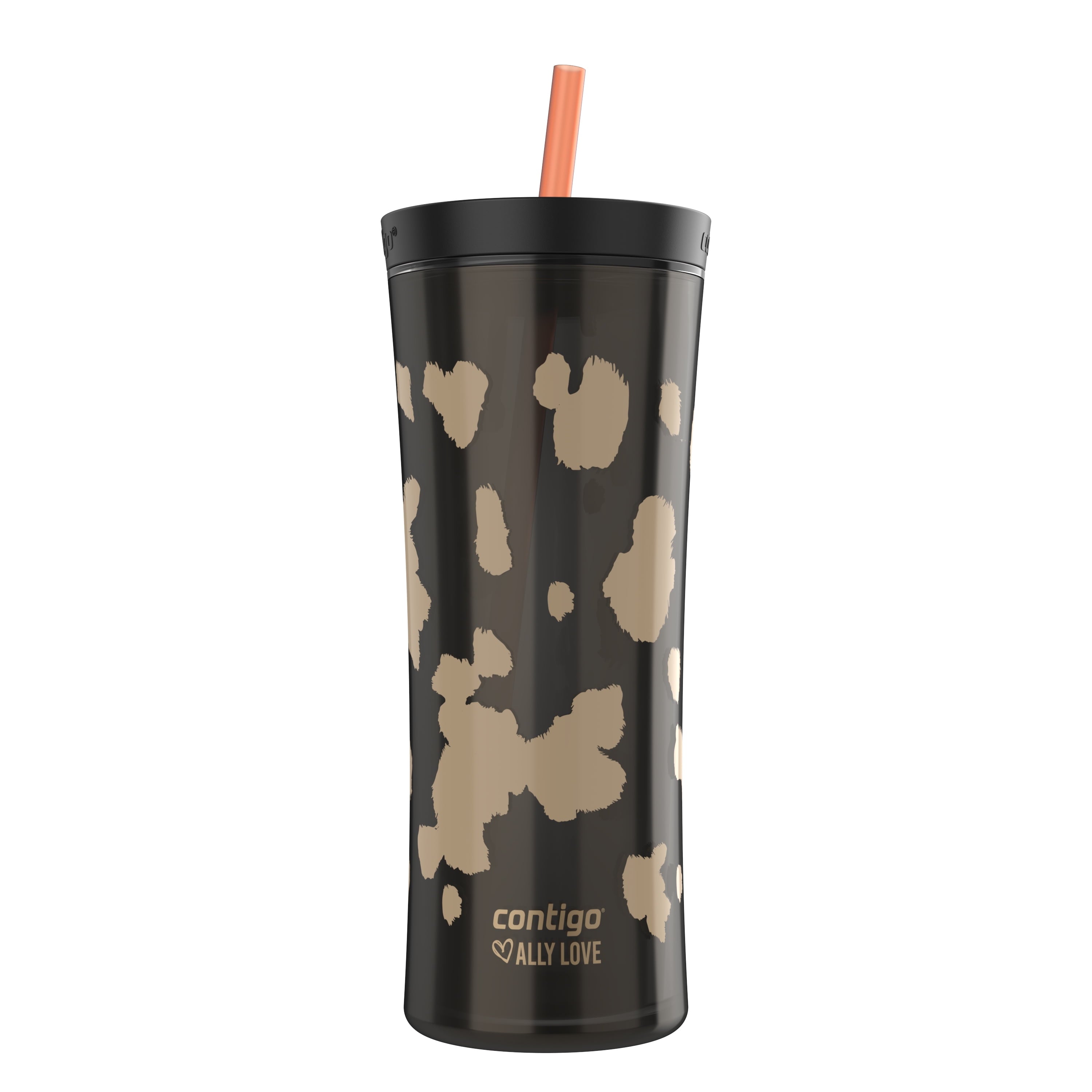 Contigo 20oz Shake &amp; Go Tumbler, Plastic with Straw, Licorice Cowhide Couture C6JL