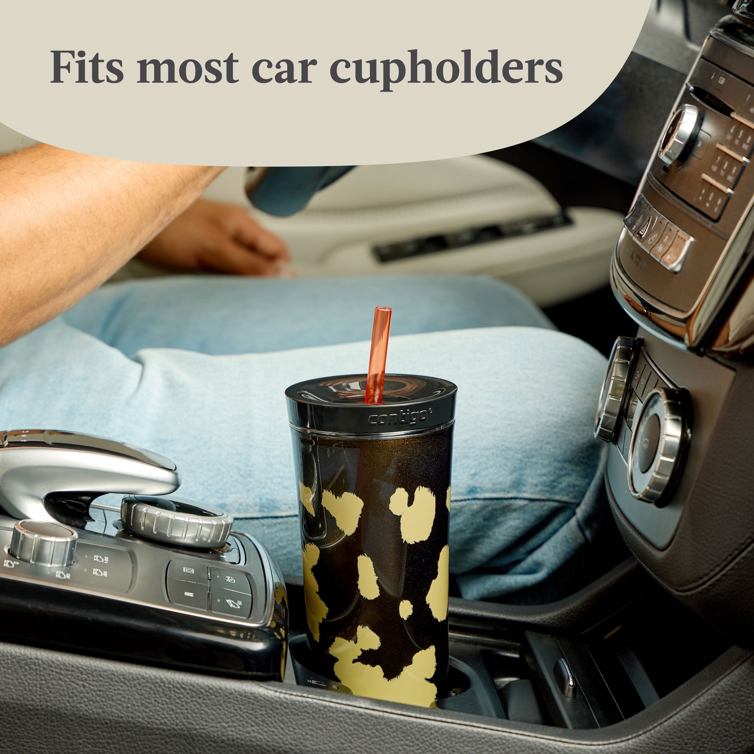 Contigo 20oz Shake &amp; Go Tumbler, Plastic with Straw, Licorice Cowhide Couture C6JL