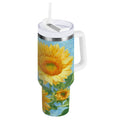 40 oz Insulated Stainless Steel Tumbler Double Wall Stainless Steel Tumbler with 2-Way Drinking Sunflower Oil Painting HC1G