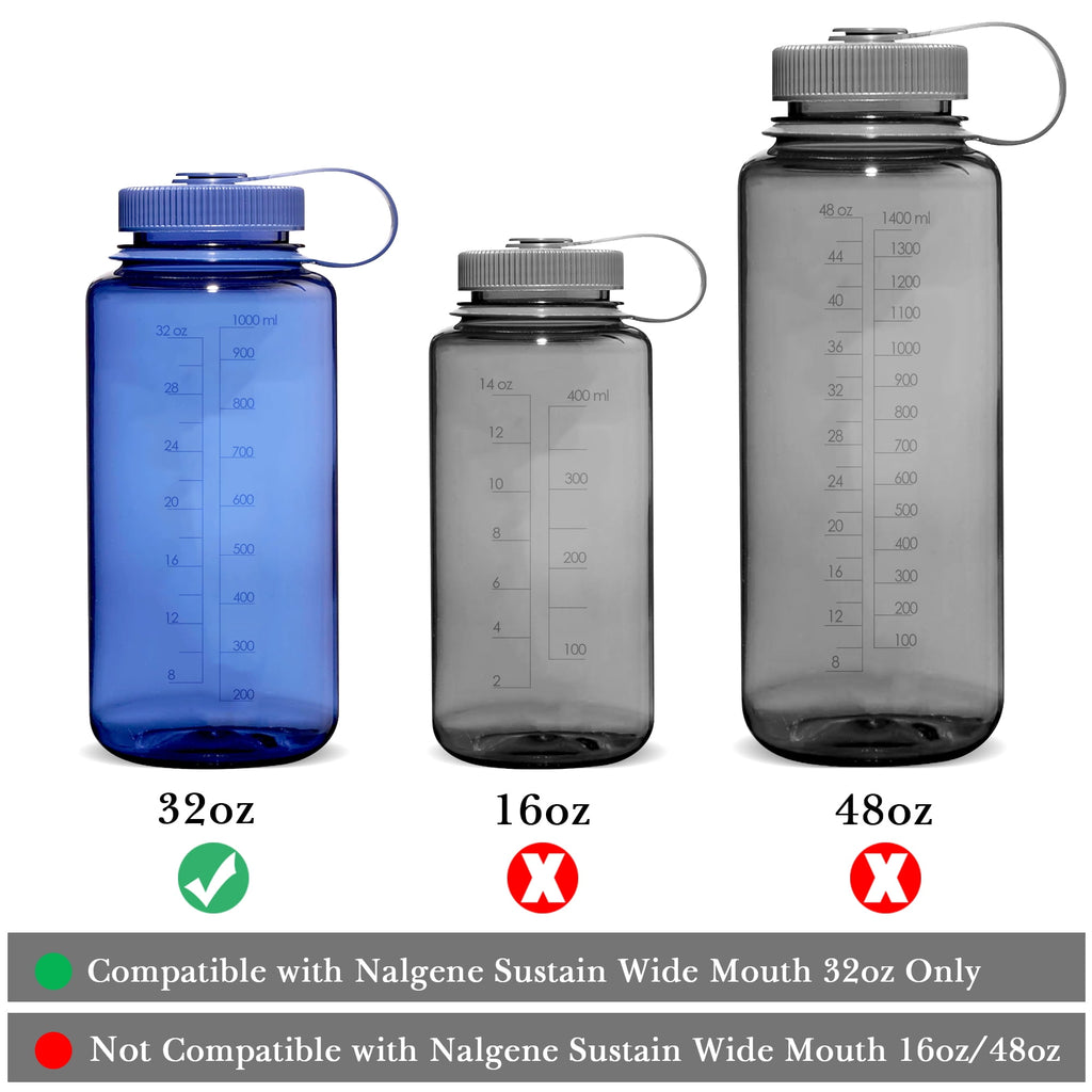 Linkidea 4 Pack Water Bottle Silicone Splashguard Compatible with Nalgene Sustain Wide Mouth 32oz, Anti-Spill Splash Guard for Wide-Necked Bottles with 53mm Opening, Waterbottle Easy Sipper EE2S
