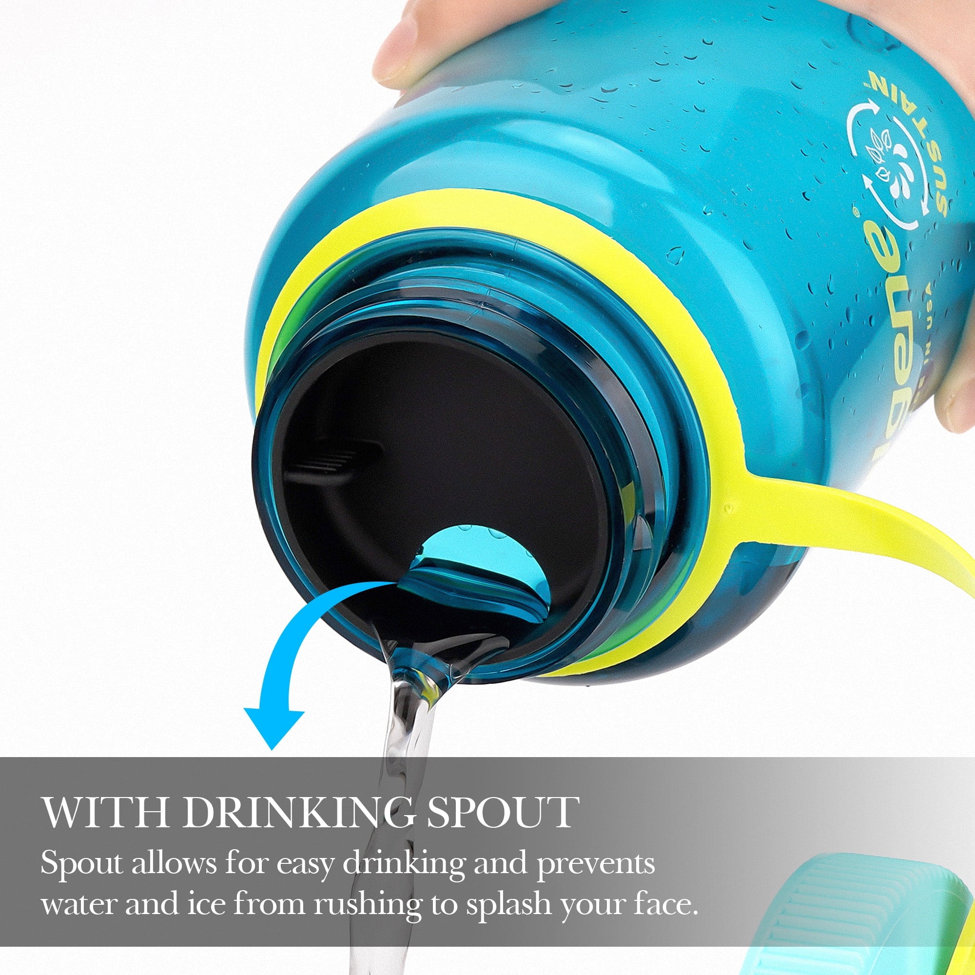 Linkidea 4 Pack Water Bottle Silicone Splashguard Compatible with Nalgene Sustain Wide Mouth 32oz, Anti-Spill Splash Guard for Wide-Necked Bottles with 53mm Opening, Waterbottle Easy Sipper EE2S