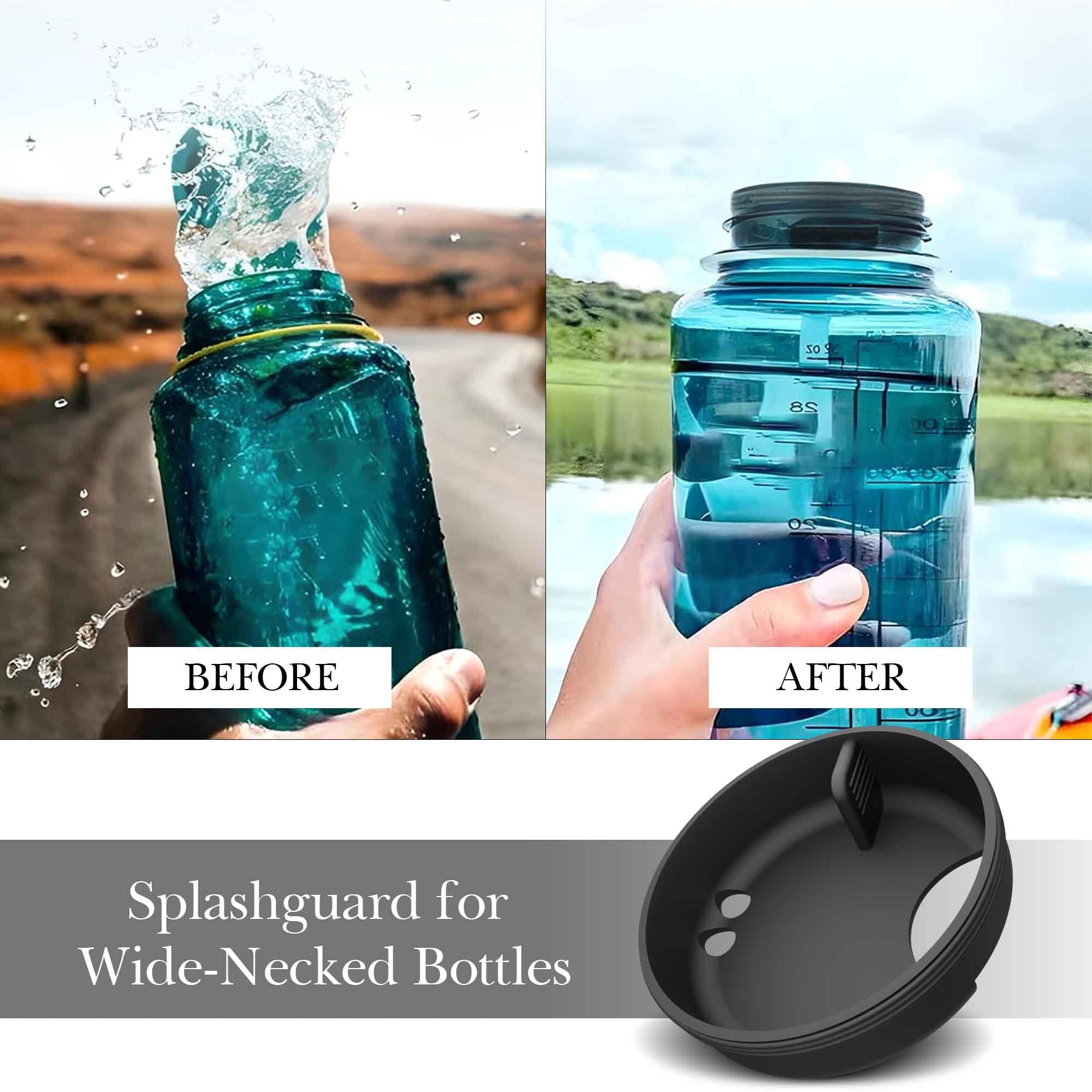 Linkidea 4 Pack Water Bottle Silicone Splashguard Compatible with Nalgene Sustain Wide Mouth 32oz, Anti-Spill Splash Guard for Wide-Necked Bottles with 53mm Opening, Waterbottle Easy Sipper EE2S