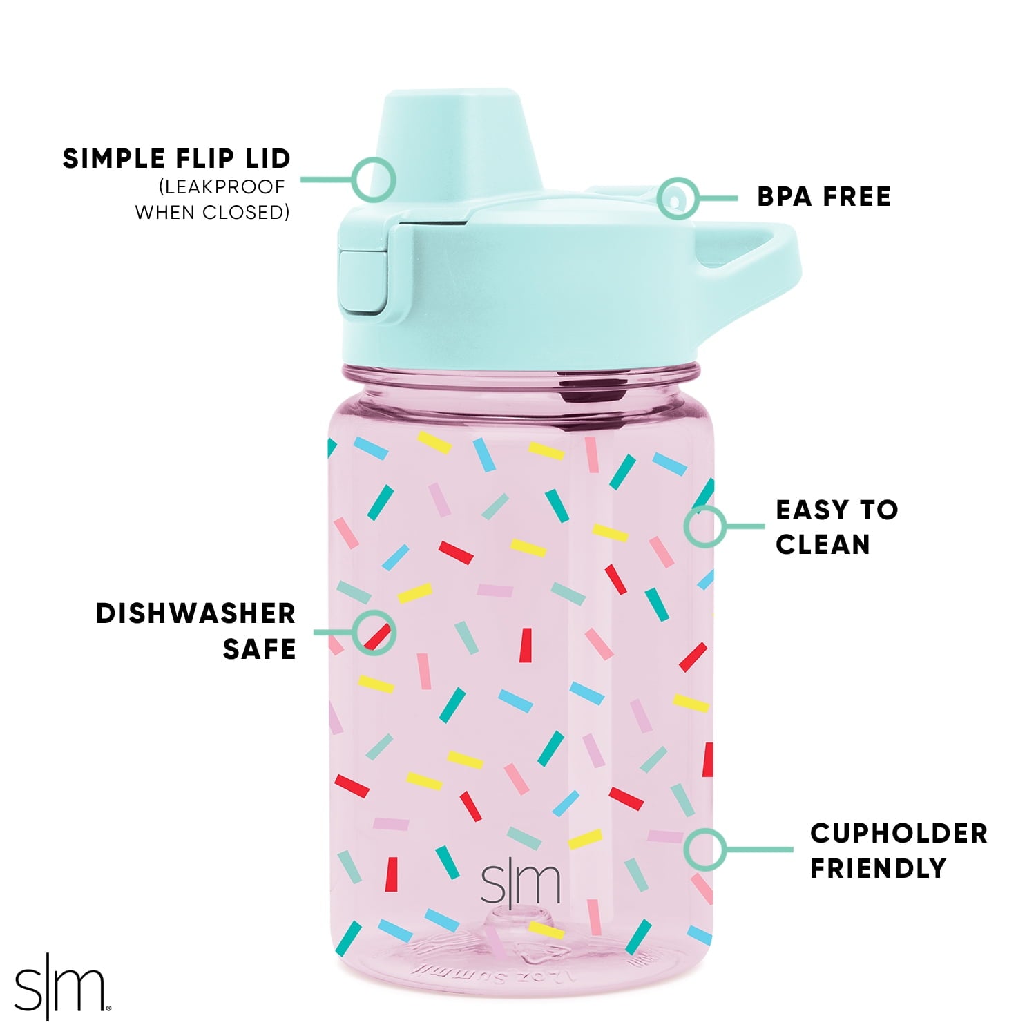 Simple Modern 12 fl oz Reusable Tritan Summit Water Bottle with Silicone Straw Lid | Birthday Cake CKAU