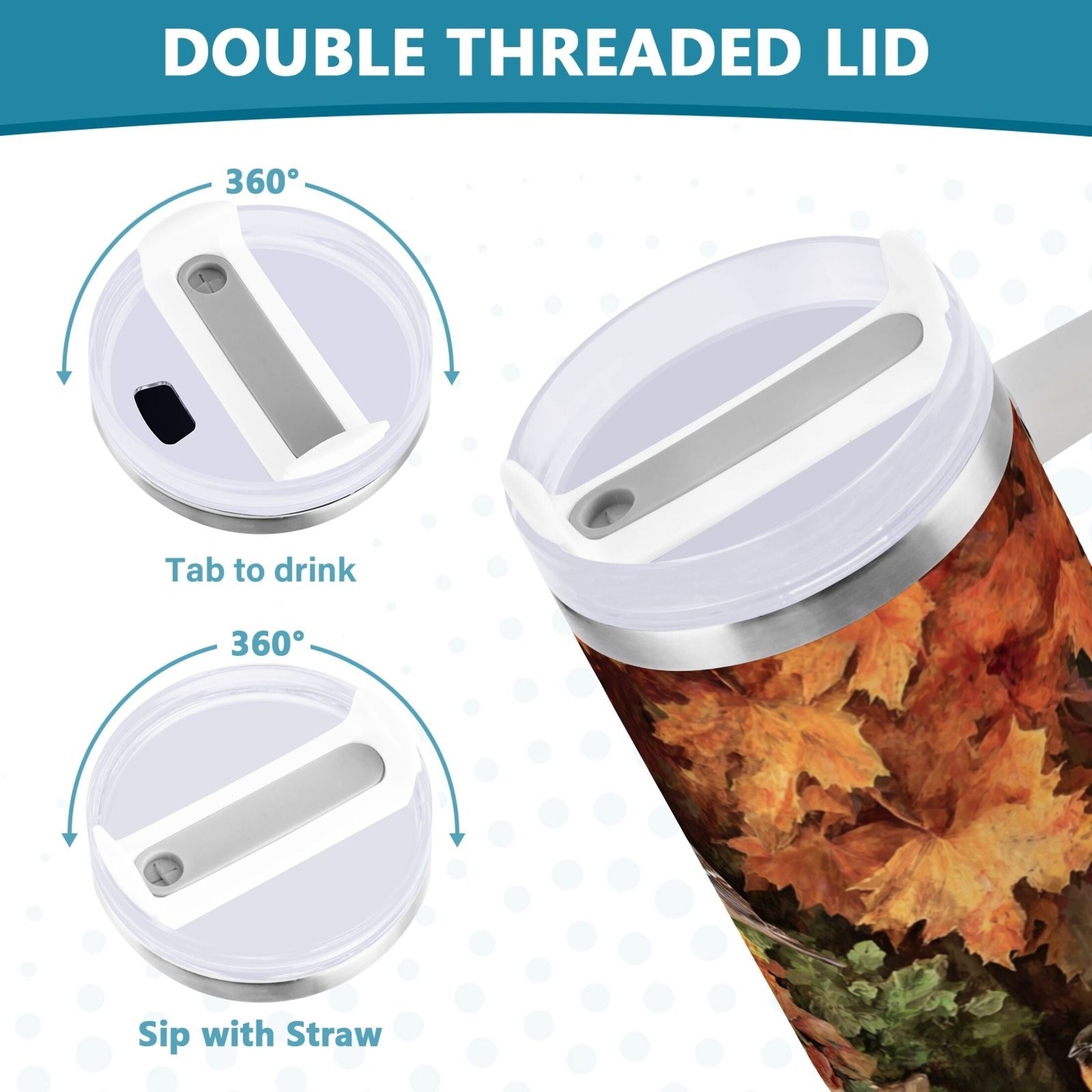30 oz Insulated Stainless Steel Tumbler Double Wall Stainless Steel Tumbler with 2-Way Drinking Beautiful Fall Scene CN9K
