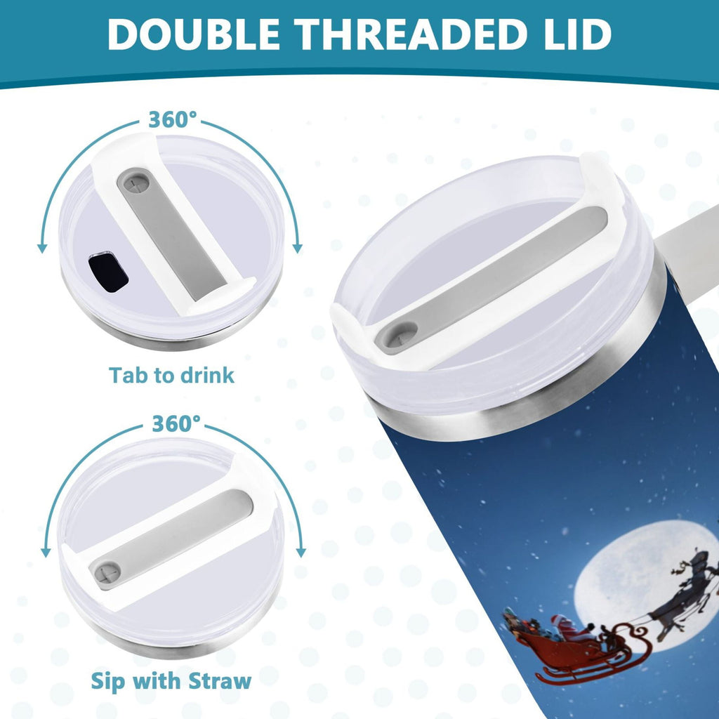30 oz Insulated Stainless Steel Tumbler Double Wall Stainless Steel Tumbler with 2-Way Drinking Christmas Night Scene SQ8B