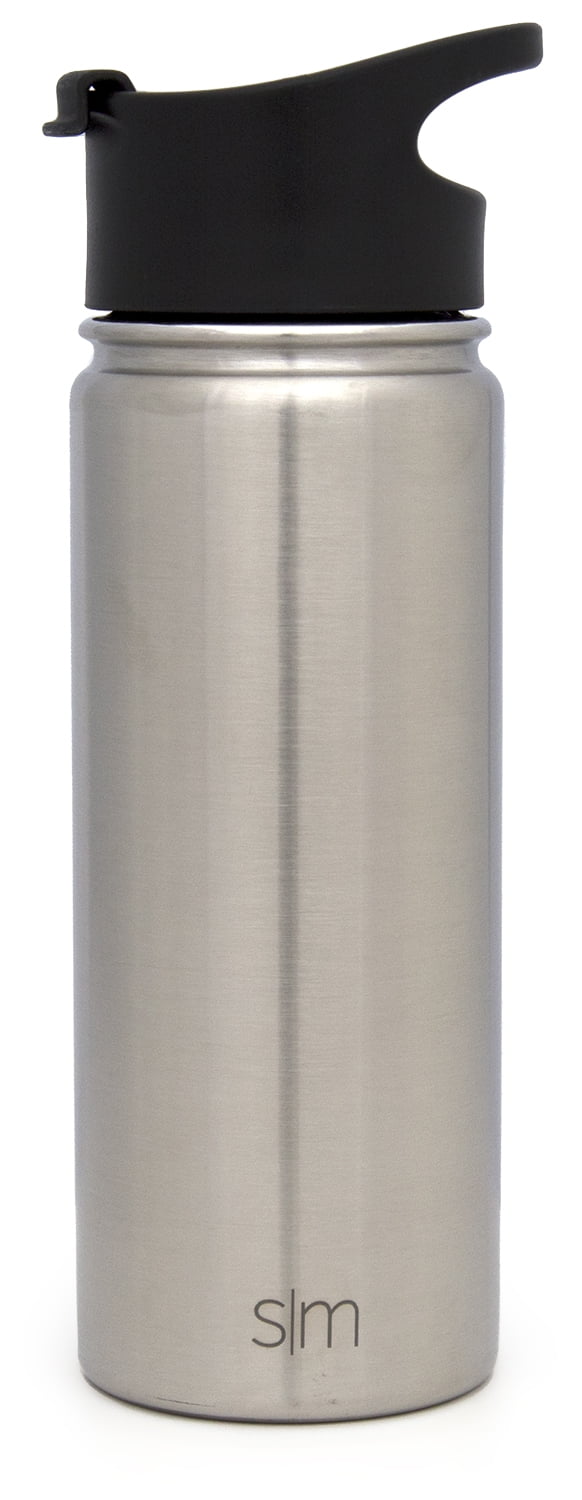 Simple Modern Summit 18 oz Silver and Black Double Wall Vacuum Insulated Stainless Steel Water Bottle with Wide Mouth and Flip-Top Lid W0SK