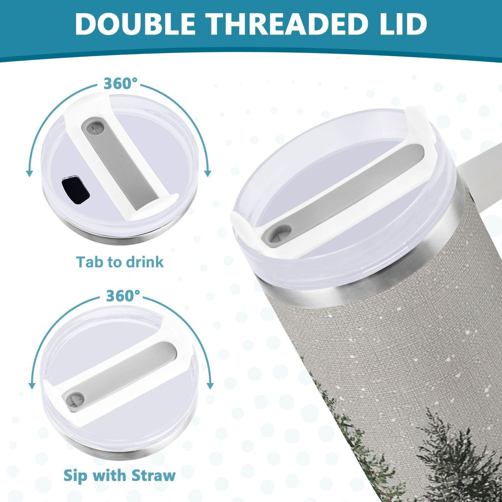 30 oz Insulated Stainless Steel Tumbler Double Wall Stainless Steel Tumbler with 2-Way Drinking Christmas Deer and Snowmen AECN