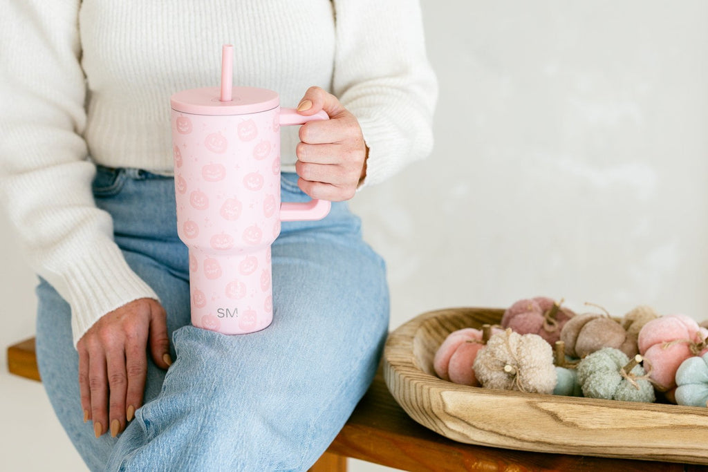 Simple Modern 30 fl oz Insulated Stainless Steel Trek Tumbler with Straw Lid | Seaglass Sage and Cream Checkmate 23VN