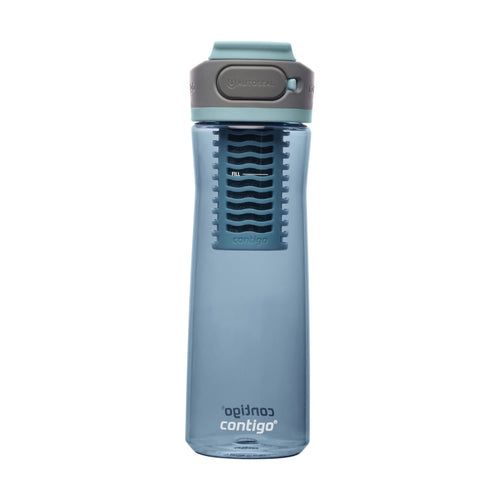 (2 pack) Contigo Clybourn Plastic FreeFlow Filter Water Bottle with AUTOSEAL Lid 24 oz., Dark Ice, with Replacable Filter KBT7