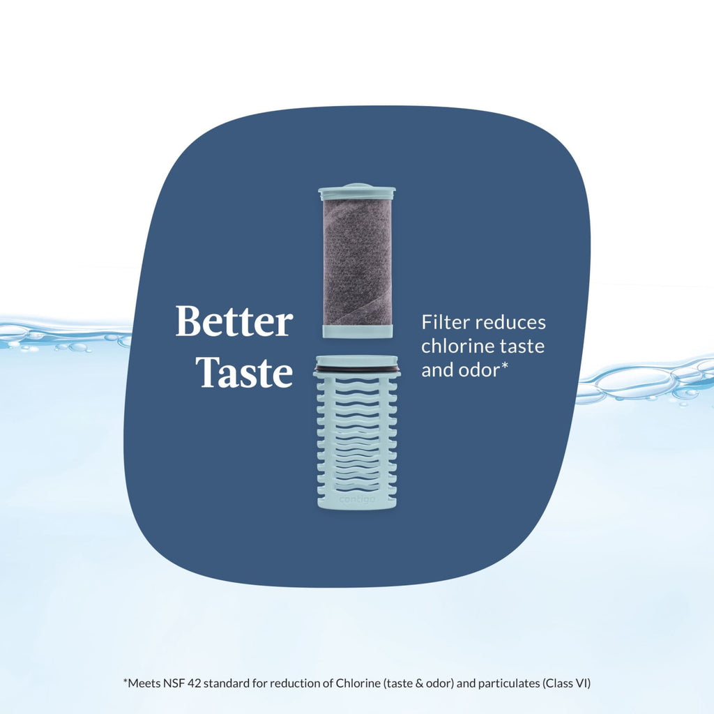 (2 pack) Contigo Clybourn Plastic FreeFlow Filter Water Bottle with AUTOSEAL Lid 24 oz., Dark Ice, with Replacable Filter KBT7