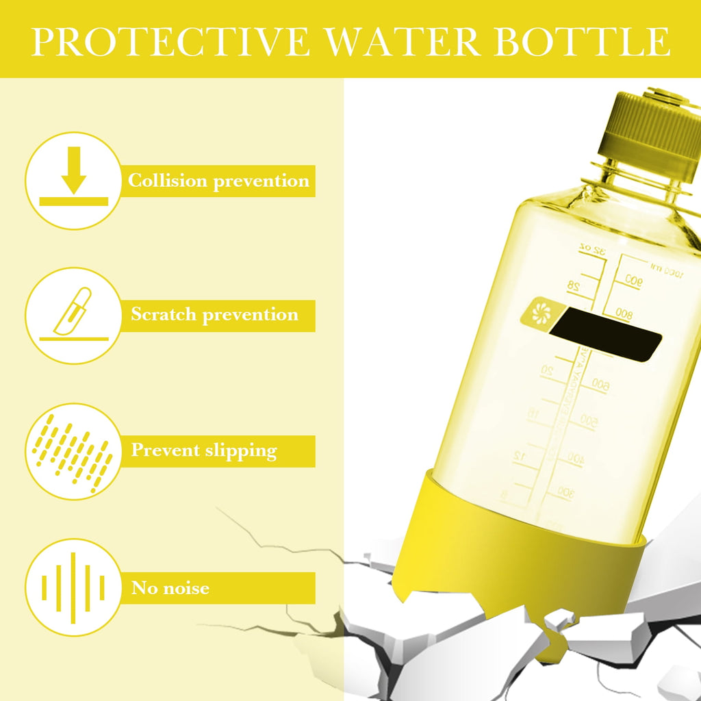 Linkidea 2 Pack Water Bottle Boot Compatible with Nalgene Sustain Wide Mouth 32oz/48oz, Narrow Mouth 32oz, Silicone Anti-Slip Bottle Bottom Bumper Protector (Yellow) WCMB