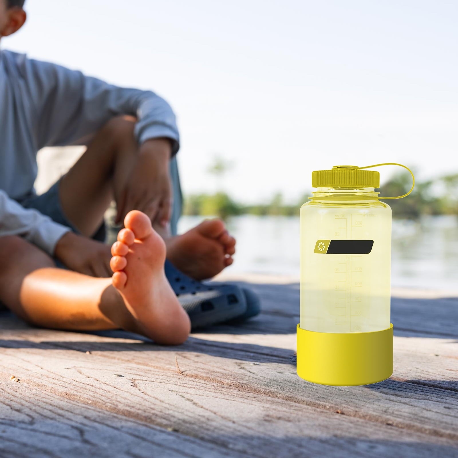 Linkidea 2 Pack Water Bottle Boot Compatible with Nalgene Sustain Wide Mouth 32oz/48oz, Narrow Mouth 32oz, Silicone Anti-Slip Bottle Bottom Bumper Protector (Yellow) WCMB