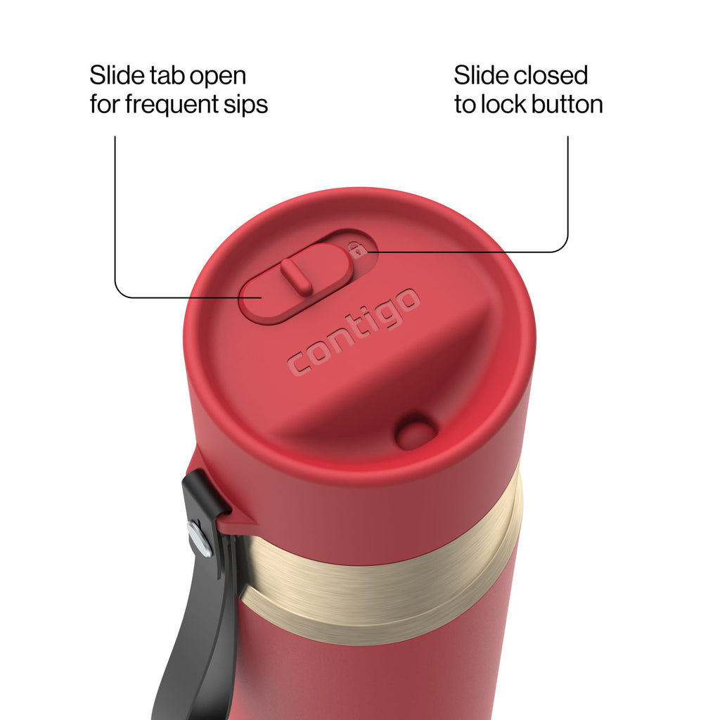 Contigo AutoSeal 16 oz Leakproof Water Bottle with Carrying Strap DHJ0