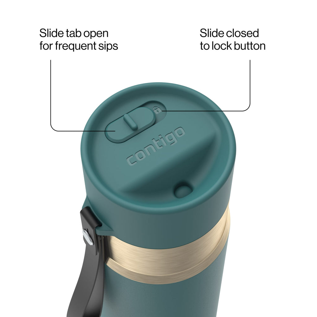 Contigo AutoSeal 16 oz Leakproof Water Bottle with Carrying Strap DHJ0