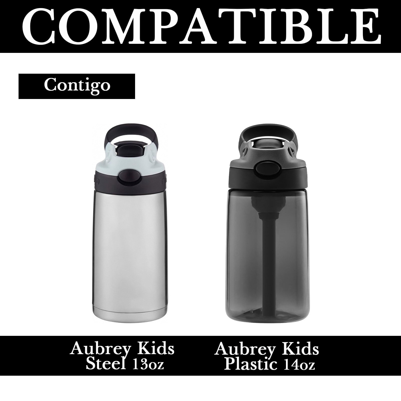 Linkidea Water Bottle Sleeve Compatible with Contigo Aubrey Tritan 14oz, Steel 13oz Kids Bottle, Waterbottle Holder Bag with Name Tag, Black HOK1