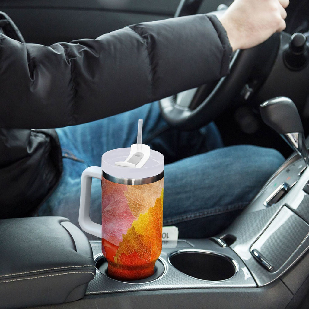 30 oz Insulated Stainless Steel Tumbler Double Wall Stainless Steel Tumbler with 2-Way Drinking Various Shades Autumn Leaves GEKO
