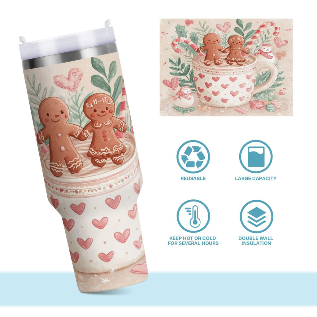 30 oz Insulated Stainless Steel Tumbler Double Wall Stainless Steel Tumbler with 2-Way Drinking Cute Christmas Design WPIA