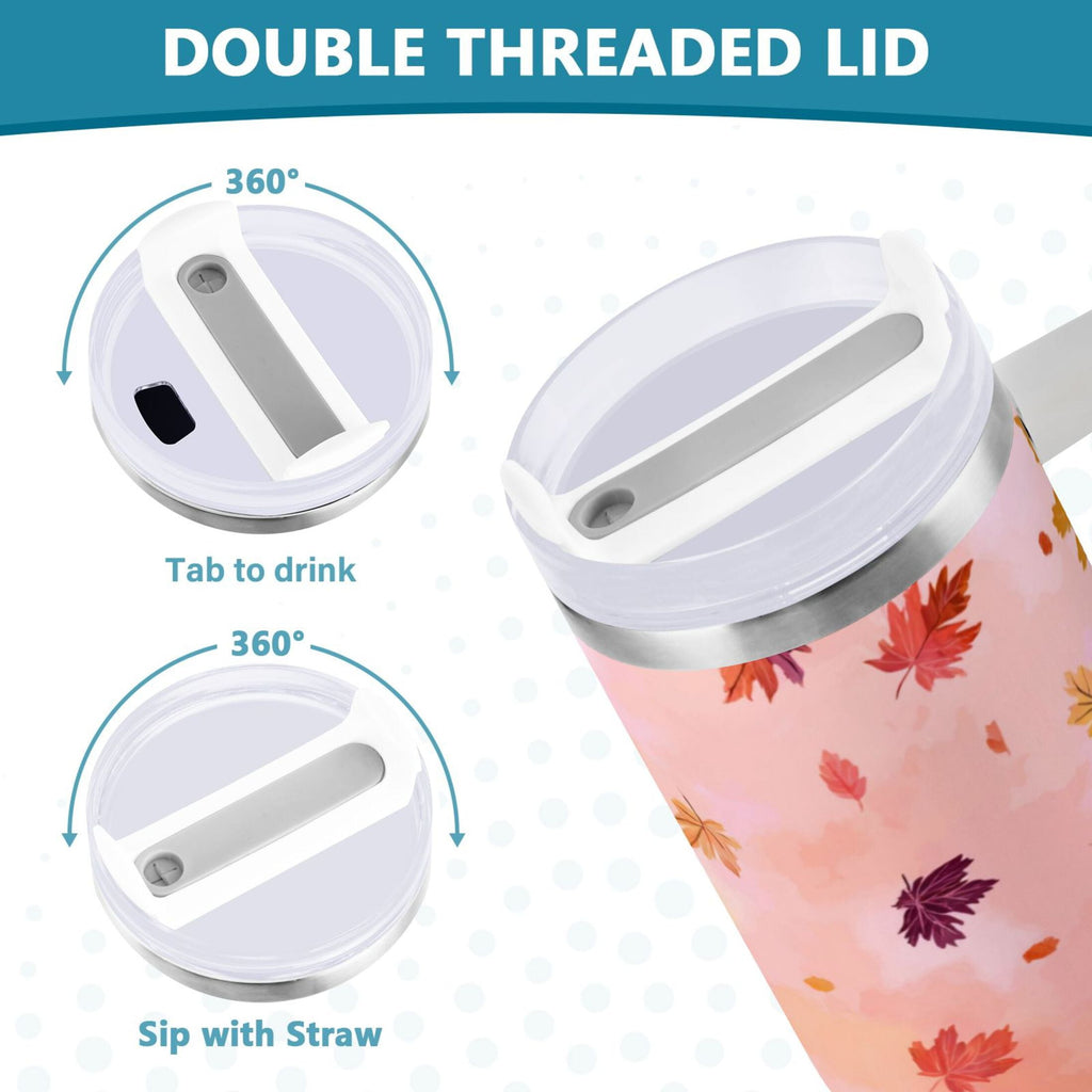 30 oz Insulated Stainless Steel Tumbler Double Wall Stainless Steel Tumbler with 2-Way Drinking Autumn Leaves Falling 8NUH