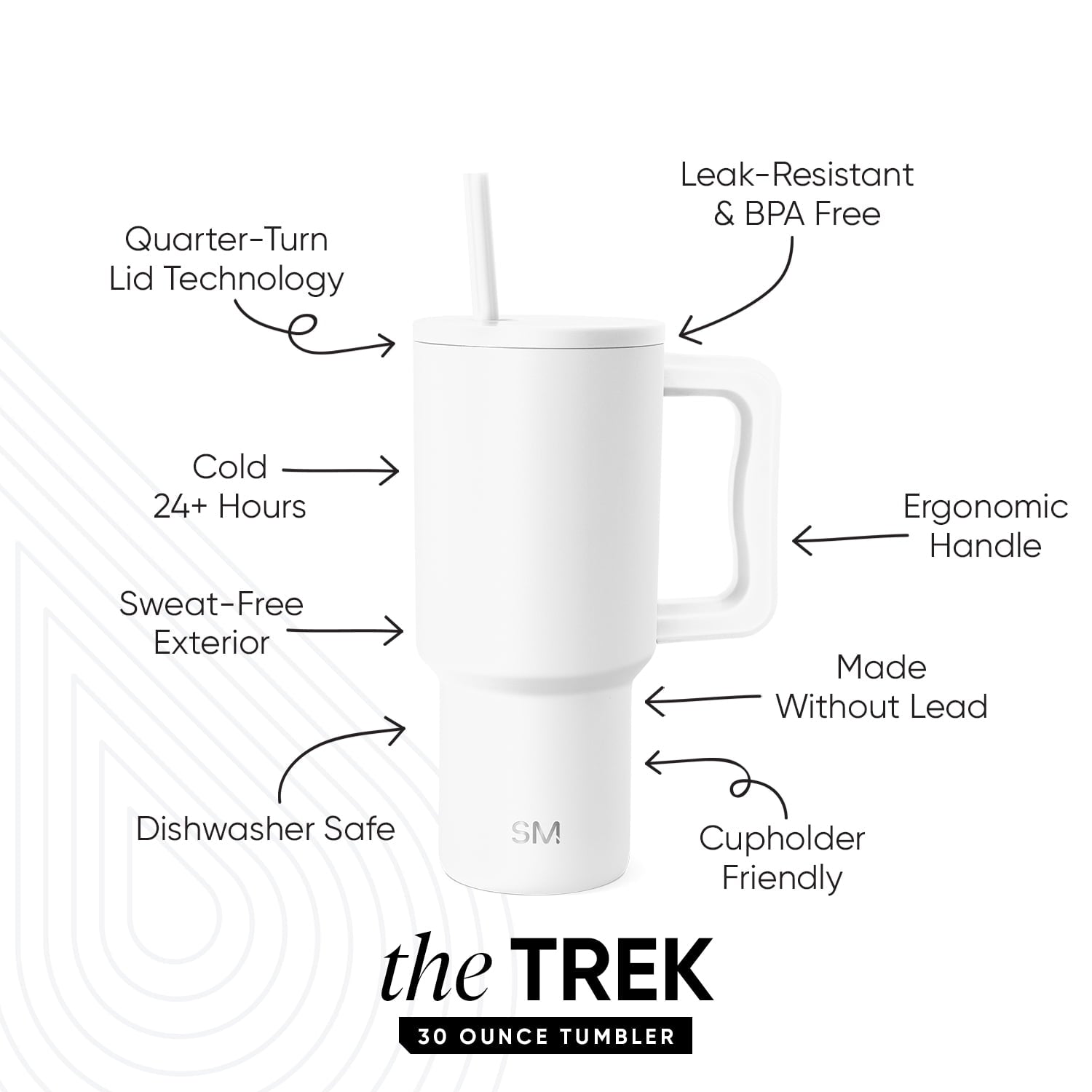 Simple Modern 30 fl oz Insulated Stainless Steel Trek Tumbler with Straw Lid | Seaglass Sage and Cream Checkmate 23VN