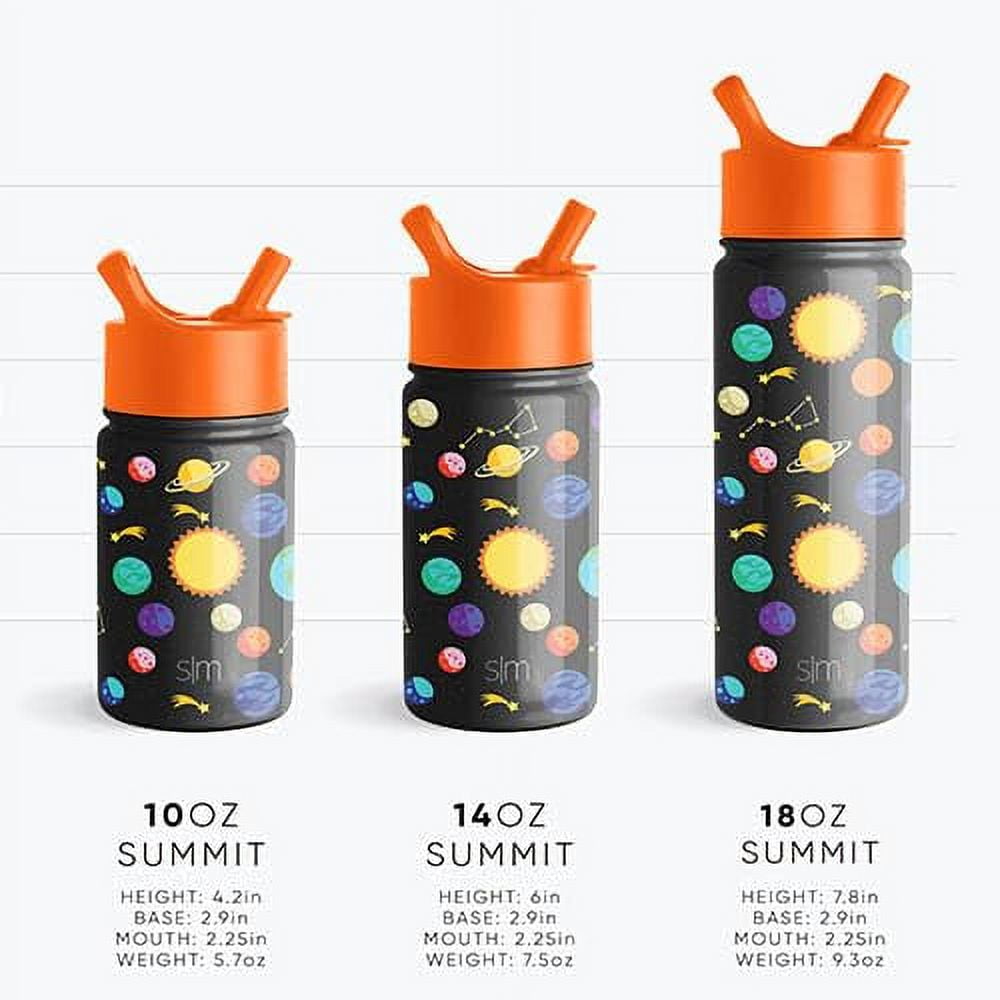 Simple Modern Blippi Kids Water Bottle with Straw Lid | Insulated Stainless Steel Reusable Tumbler for Toddlers, Girls | Summit Collection | 14oz, Blippi Space K6M8