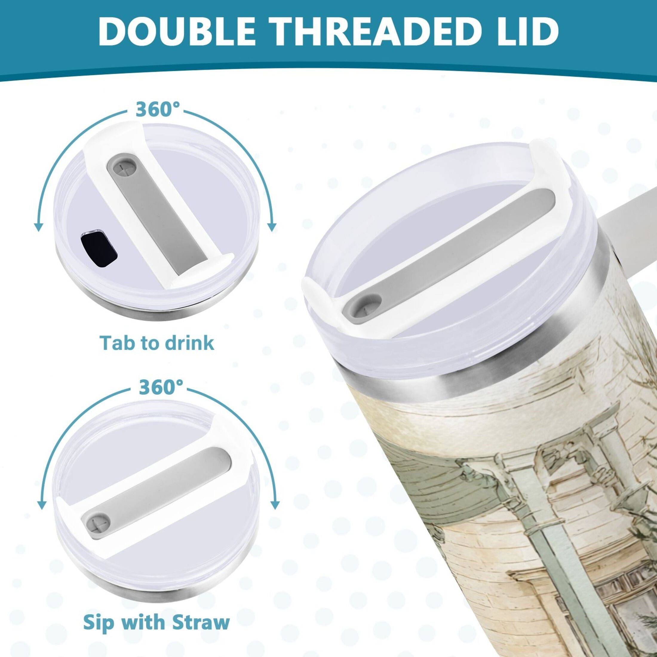 30 oz Insulated Stainless Steel Tumbler Double Wall Stainless Steel Tumbler with 2-Way Drinking Charming Christmas Doorway GDEY