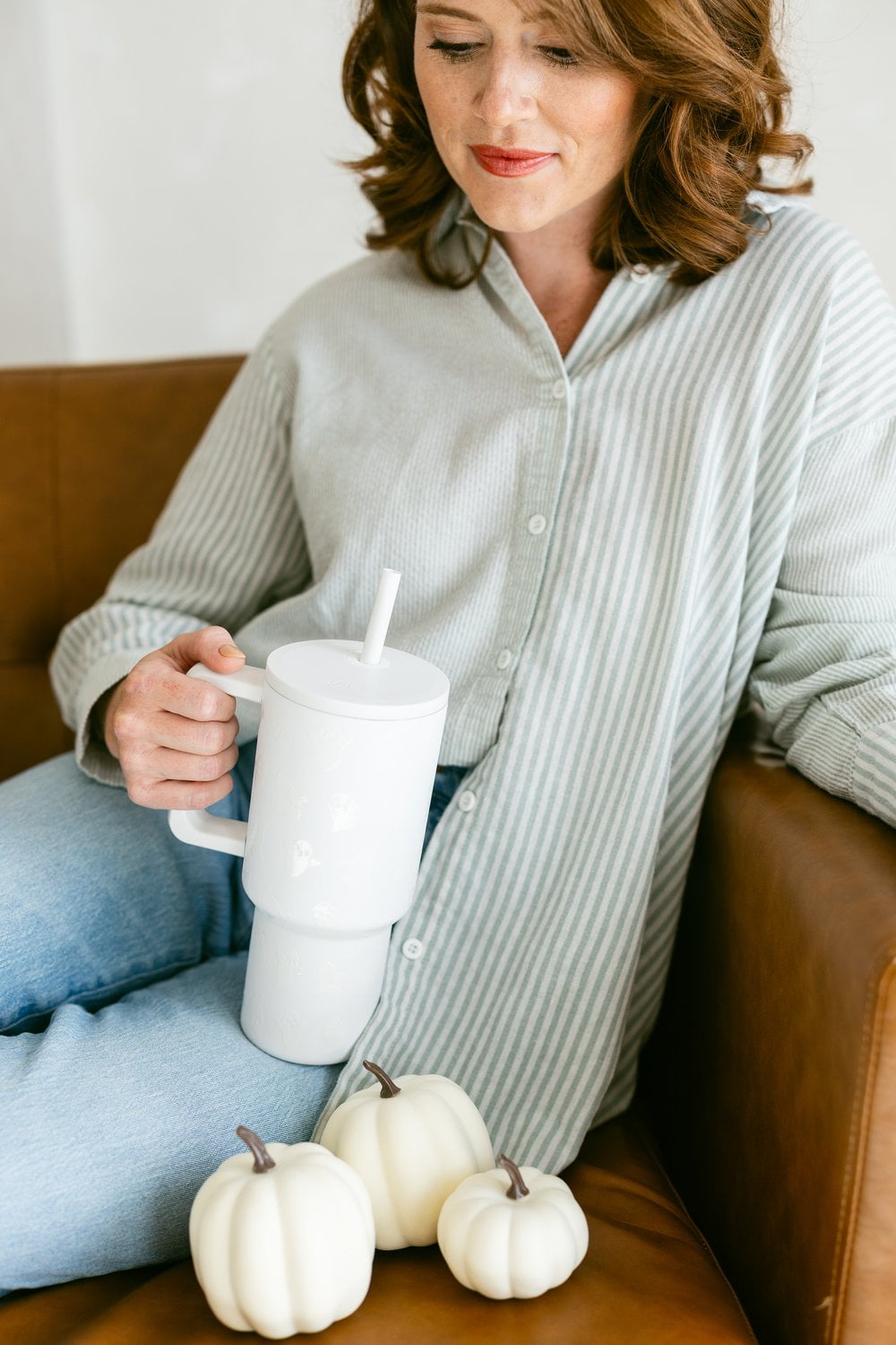 Simple Modern 30 fl oz Insulated Stainless Steel Trek Tumbler with Straw Lid | Seaglass Sage and Cream Checkmate 23VN