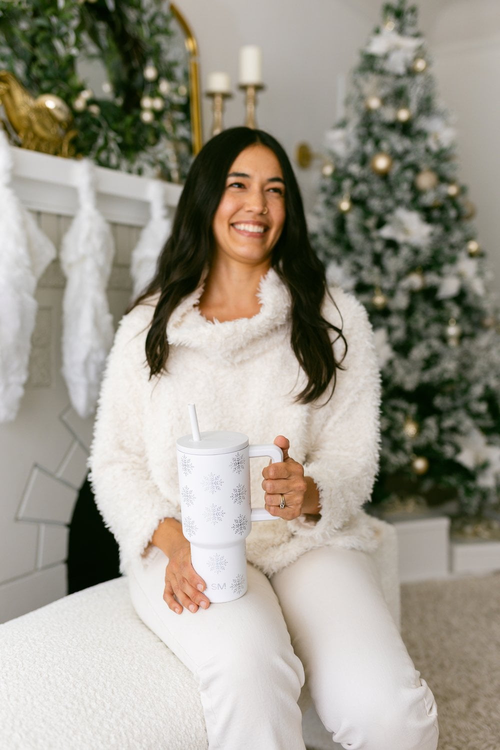 Simple Modern 30 fl oz Insulated Stainless Steel Trek Tumbler with Straw Lid | Seaglass Sage and Cream Checkmate 23VN