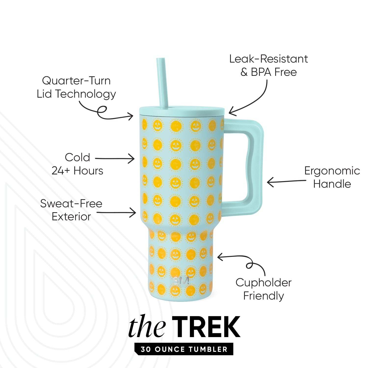 Simple Modern 30 fl oz Insulated Stainless Steel Trek Tumbler with Straw Lid | Seaglass Sage and Cream Checkmate 23VN