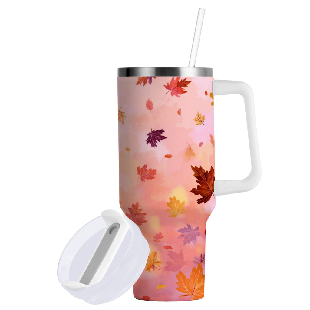 30 oz Insulated Stainless Steel Tumbler Double Wall Stainless Steel Tumbler with 2-Way Drinking Autumn Leaves Falling 8NUH