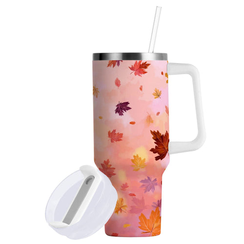 30 oz Insulated Stainless Steel Tumbler Double Wall Stainless Steel Tumbler with 2-Way Drinking Autumn Leaves Falling 8NUH