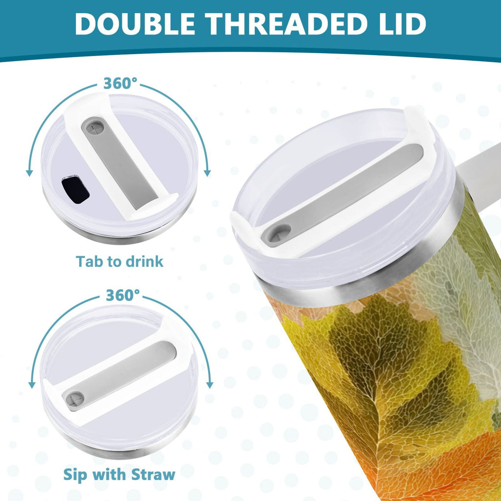 30 oz Insulated Stainless Steel Tumbler Double Wall Stainless Steel Tumbler with 2-Way Drinking Various Shades Autumn Leaves GEKO