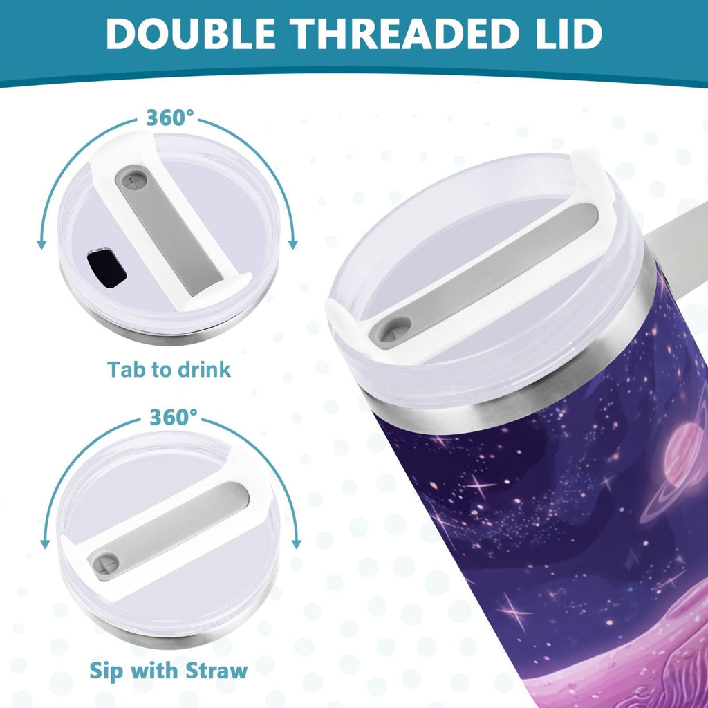 30 oz Insulated Stainless Steel Tumbler Double Wall Stainless Steel Tumbler with 2-Way Drinking Whale in Space 5AZ8