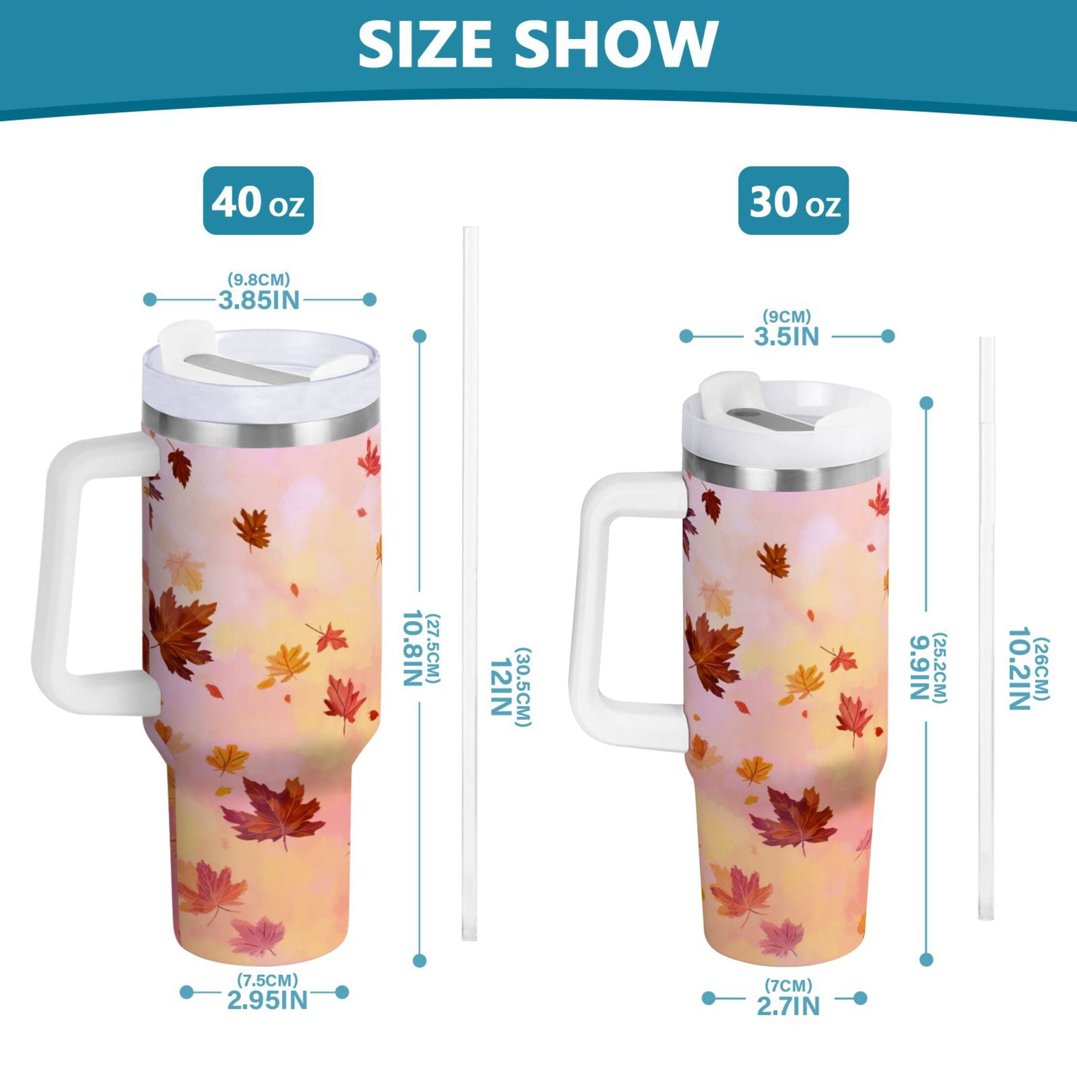 30 oz Insulated Stainless Steel Tumbler Double Wall Stainless Steel Tumbler with 2-Way Drinking Autumn Leaves Falling 8NUH