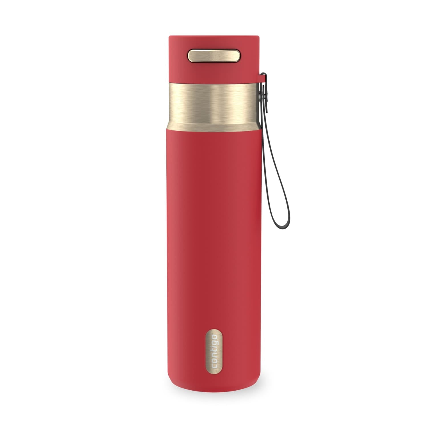Contigo AutoSeal Leakproof Stainless Steel Reusable Water Bottle Tumbler with Carrying Strap, Cream/Champagne, 24 oz JVD0