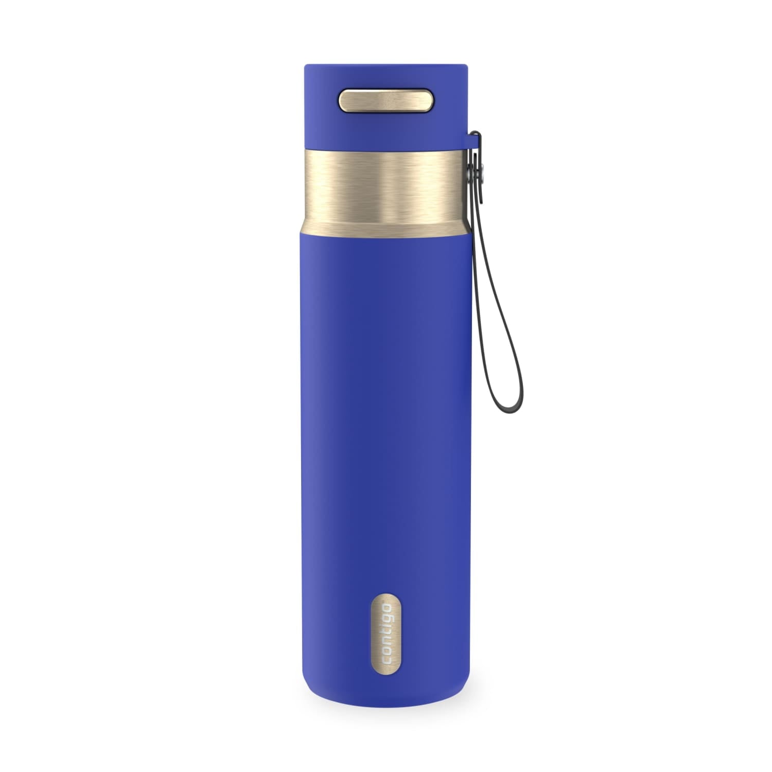 Contigo AutoSeal Leakproof Stainless Steel Reusable Water Bottle Tumbler with Carrying Strap, Cream/Champagne, 24 oz JVD0