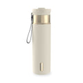 Contigo DualSip Leakproof Stainless Steel Reusable Water Bottle Tumbler with Carrying Strap, Cream/Champagne, 24 oz 92ZB