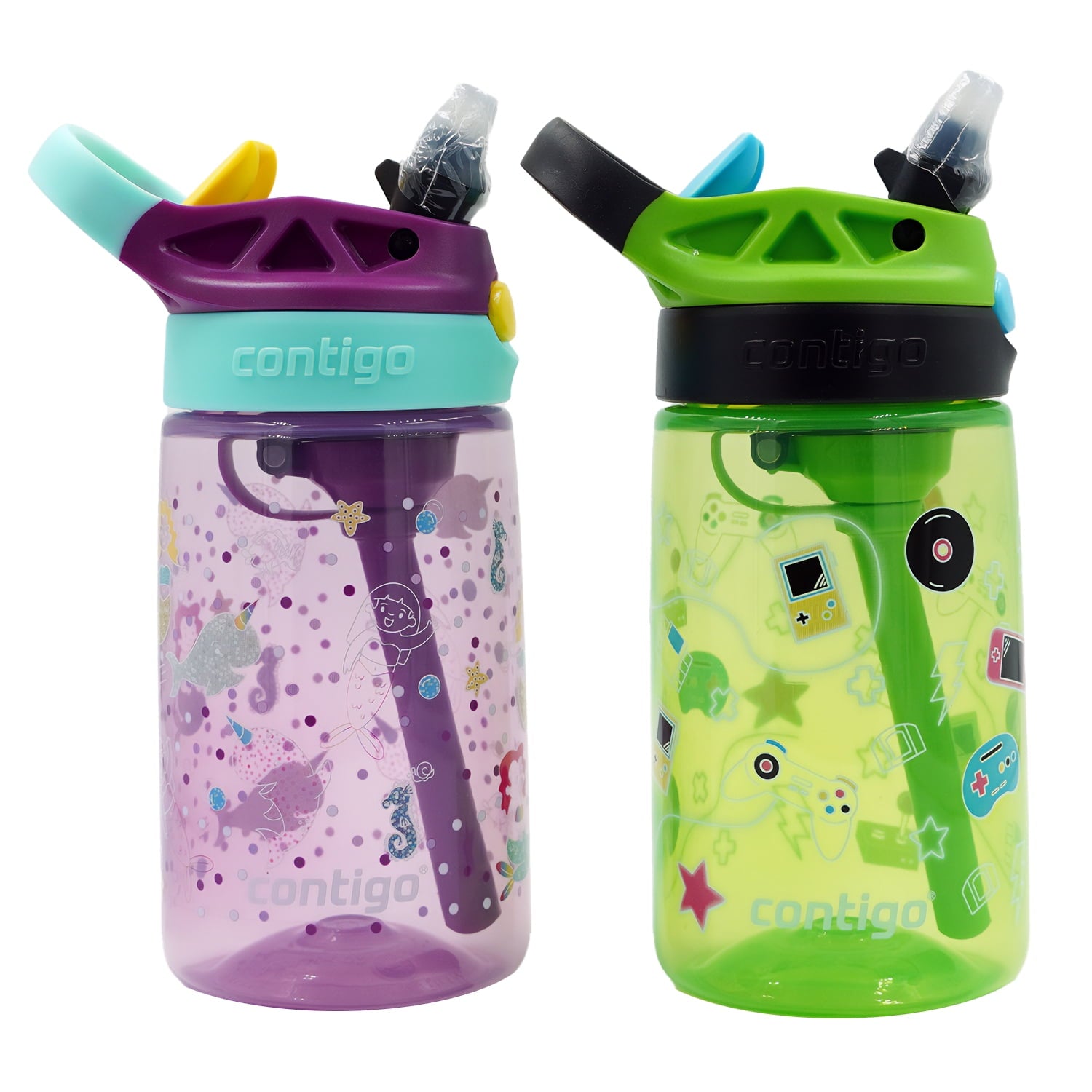 Contigo Kid's 14 oz. Aubrey Water Bottle 2-Pack - Bunnies/Frog VNGV