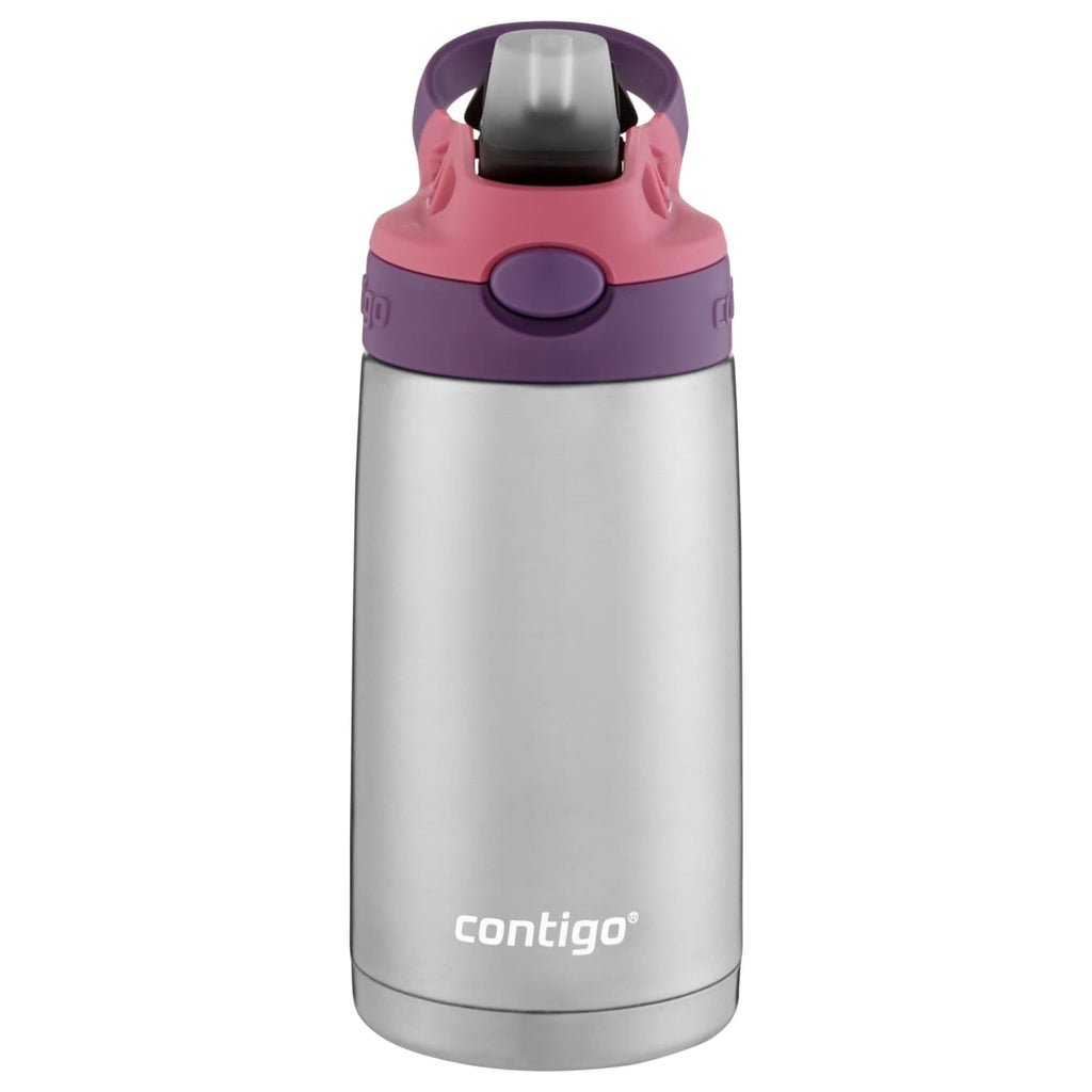 Contigo Kids Stainless Steel Water Bottle with Redesigned AUTOSPOUT Straw Lid Eggplant and Punch, 13 fl oz. IYXQ