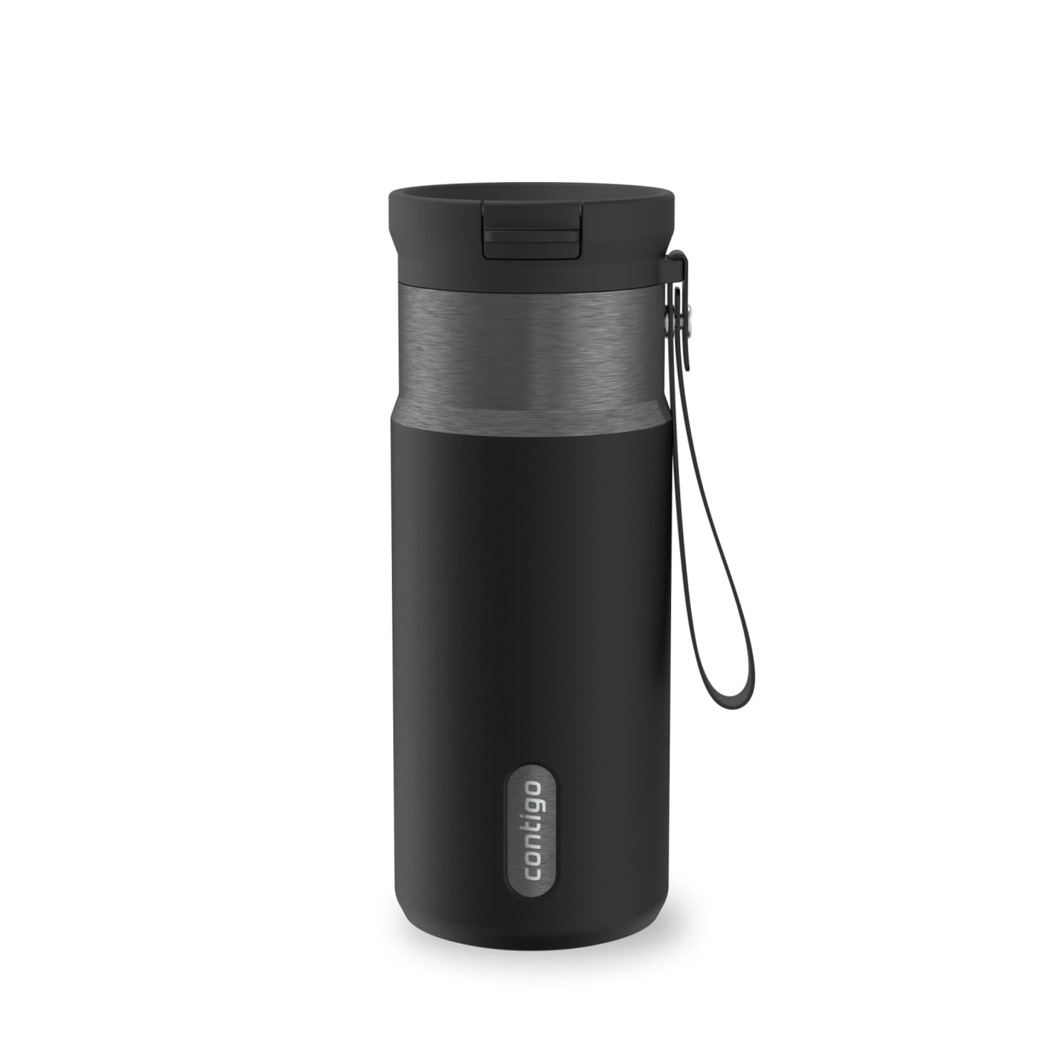 Contigo SnapSeal Leakproof Stainless Steel Reusable Water Bottle with Carrying Strap, Black/Bronze, 16 oz ER0X