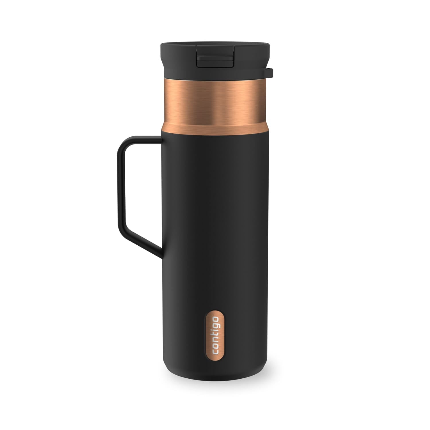Contigo SnapSeal Leakproof Stainless Steel Reusable Water Bottle Tumbler with Side Handle, Dark Blue/Bronze, 20 oz X3D8