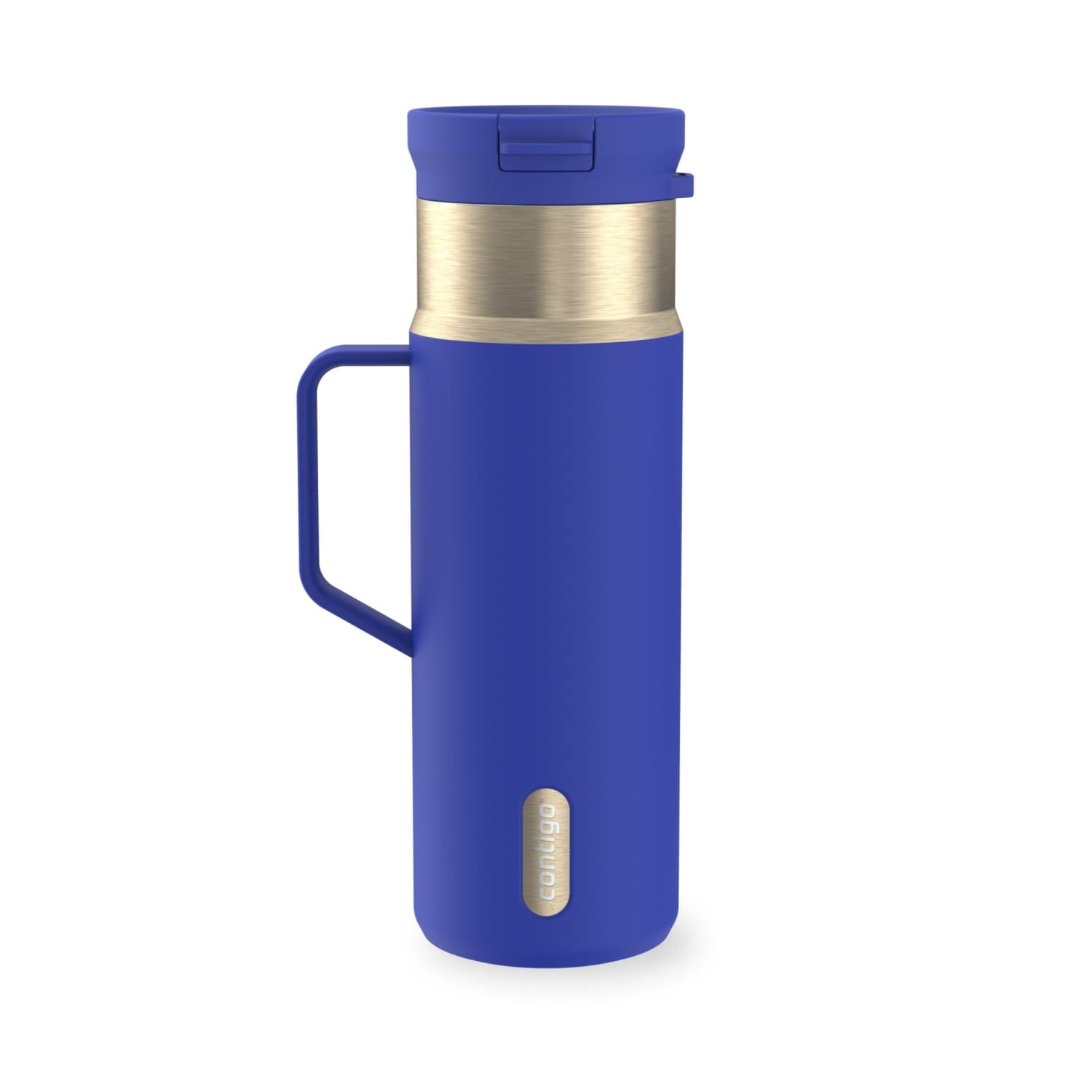 Contigo SnapSeal Leakproof Stainless Steel Reusable Water Bottle Tumbler with Side Handle, Dark Blue/Bronze, 20 oz X3D8