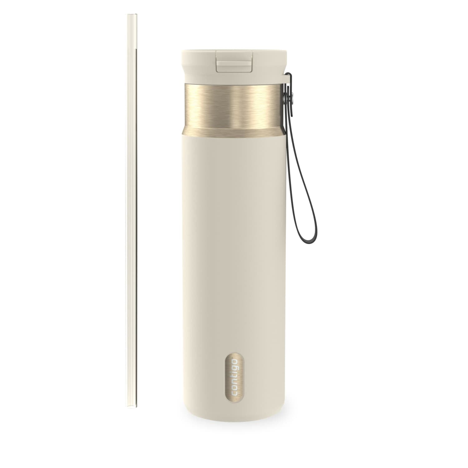 Contigo SnapSeal Leakproof Stainless Steel Reusable Water Bottle with Carrying Strap, Dark Blue/Bronze, 24 oz 6GVN