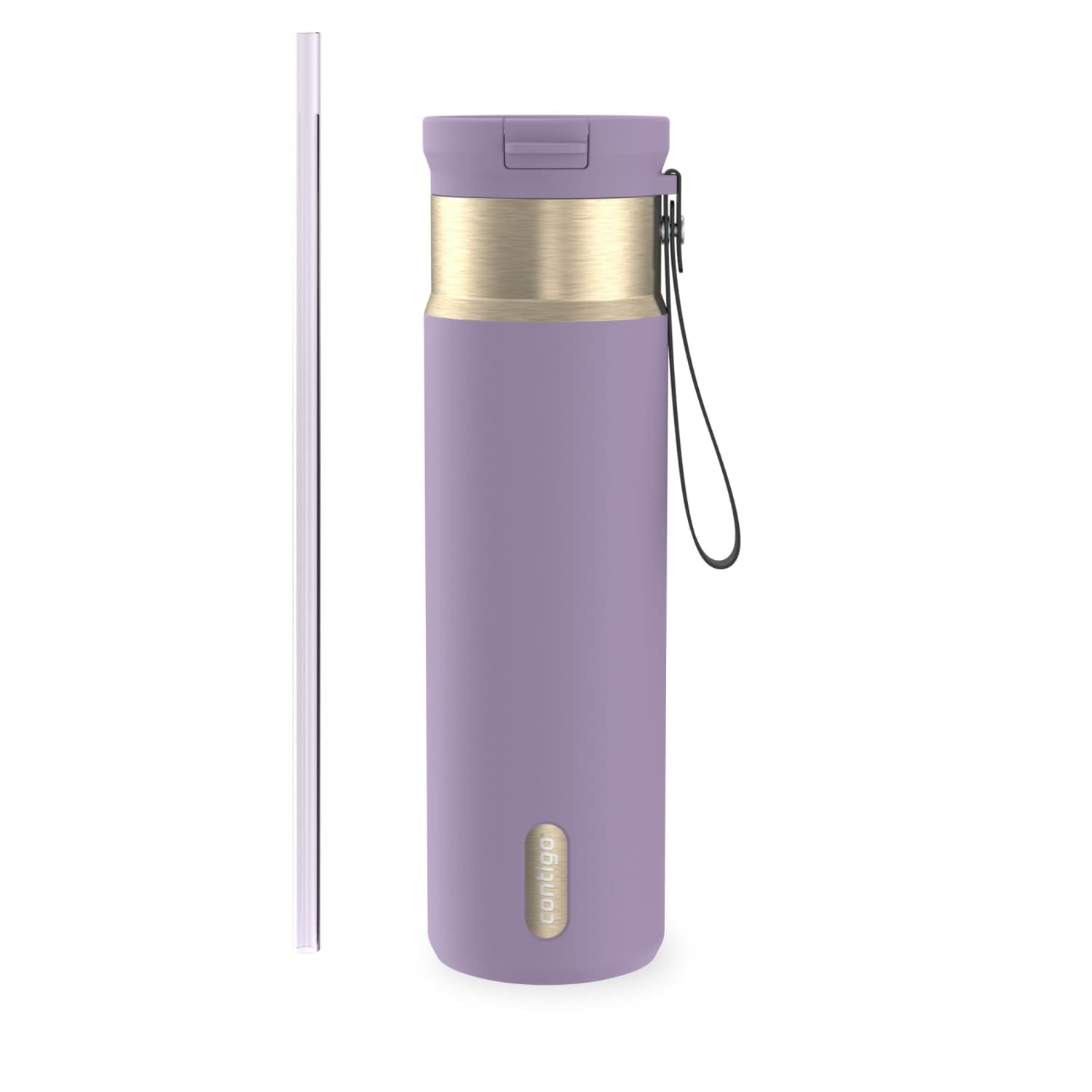 Contigo SnapSeal Leakproof Stainless Steel Reusable Water Bottle with Carrying Strap, Dark Blue/Bronze, 24 oz 6GVN