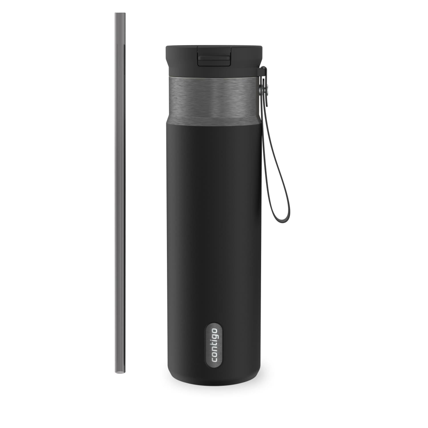 Contigo SnapSeal Leakproof Stainless Steel Reusable Water Bottle with Carrying Strap, Dark Blue/Bronze, 24 oz 6GVN