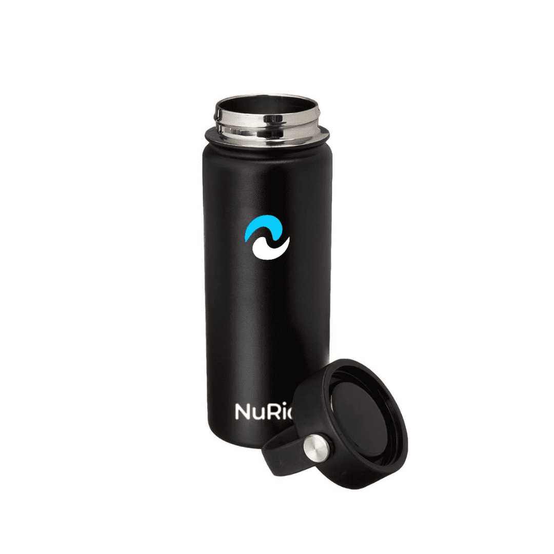 NuRich Sports Water Bottle - 18 Oz, Vacuum Insulated Stainless Steel, Modern Double Walled, Simple Thermo Modern Mug, Hydro Metal Canteen Flask Wide Mouth with Sweat Proof Design for Cold &amp; Hot Temp YIZX