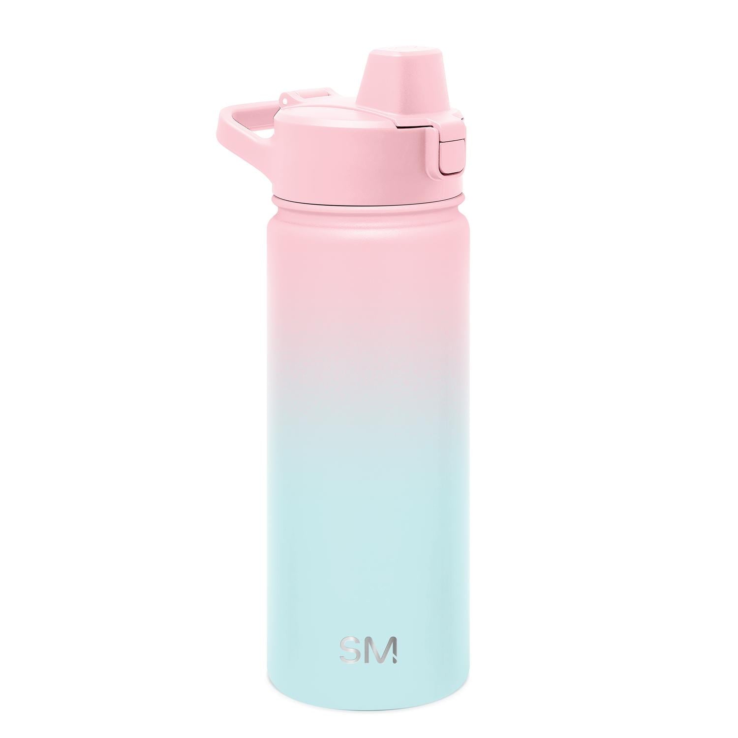 Simple Modern 18 fl oz Insulated Stainless Steel Summit Water Bottle with Covered Silicone Straw Lid | Sweet Taffy 90Q5
