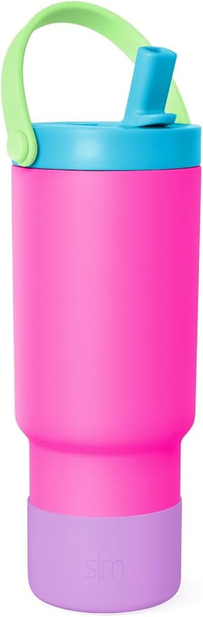Simple Modern 24 fl oz Insulated Stainless Steel Trek Pivot Tumbler with Straw Lid and Top Handle|Seaside Blue RXQR
